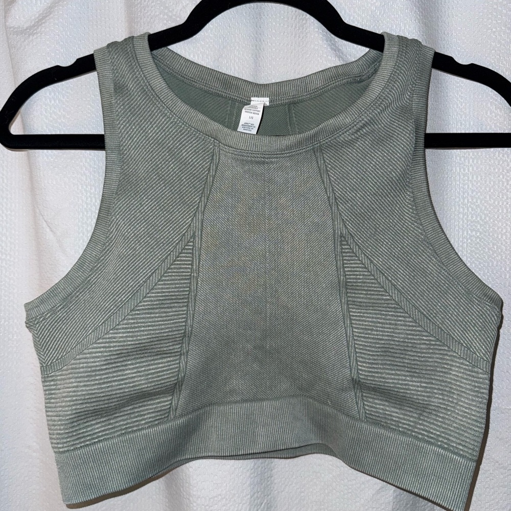 Aerie Offline Seamless Sage Ribbed Longline Bra